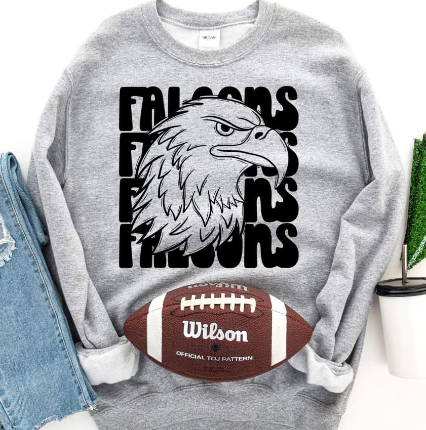 Falcons (4 stacks) stacked black mascot DTF TRANSFER