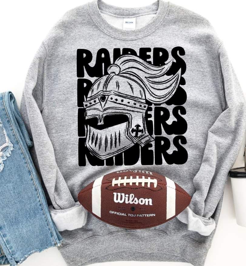 Raiders (4 stacks) stacked black mascot DTF TRANSFER