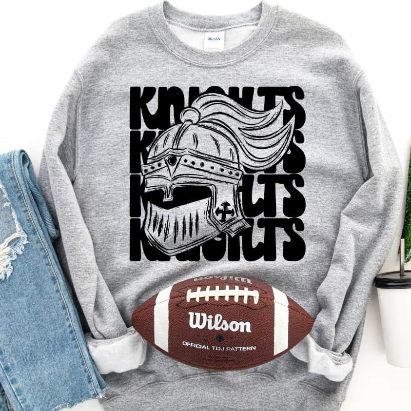 Knights (4 stacks) stacked black mascot DTF TRANSFER