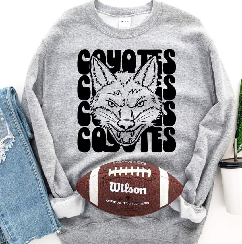 Coyotes (4 stacks) stacked black mascot DTF TRANSFER