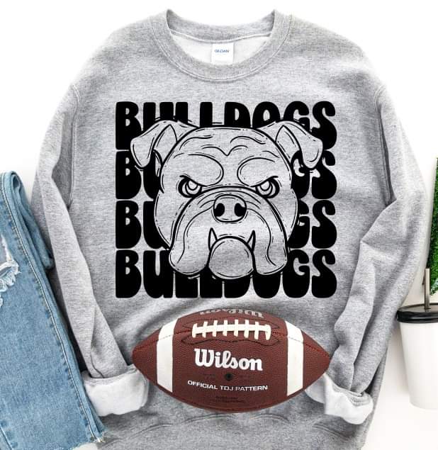 Bulldogs (4 stacks) stacked black mascot DTF TRANSFER