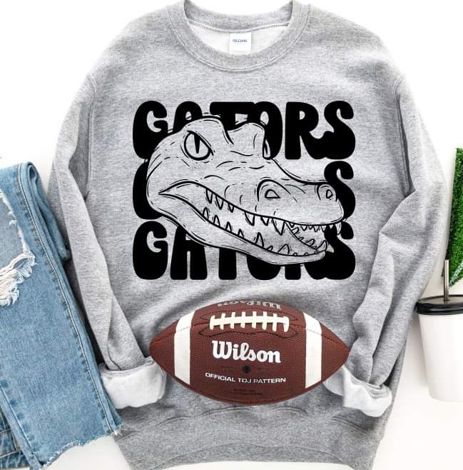 Gators (3 stacks) stacked black mascot DTF TRANSFER