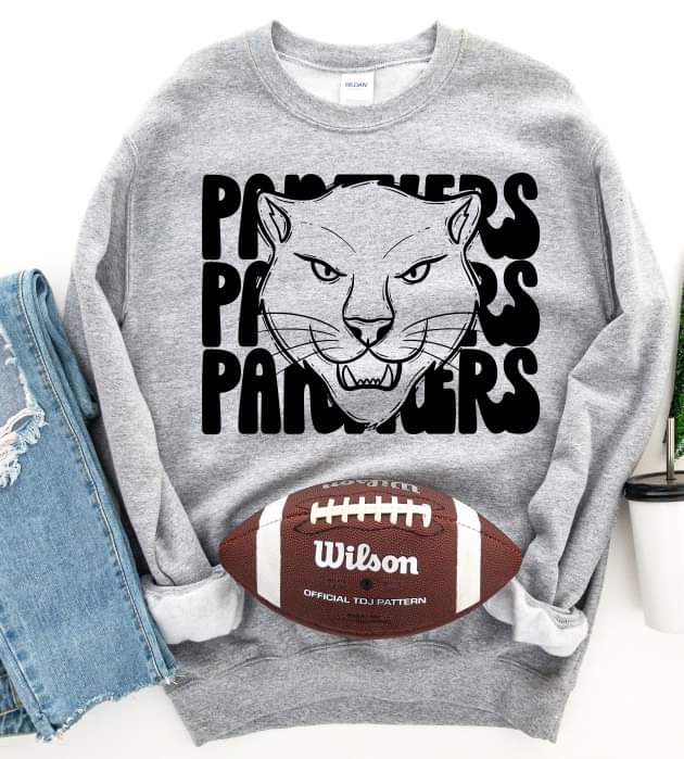 Panthers (3 stacks) stacked black mascot DTF TRANSFER