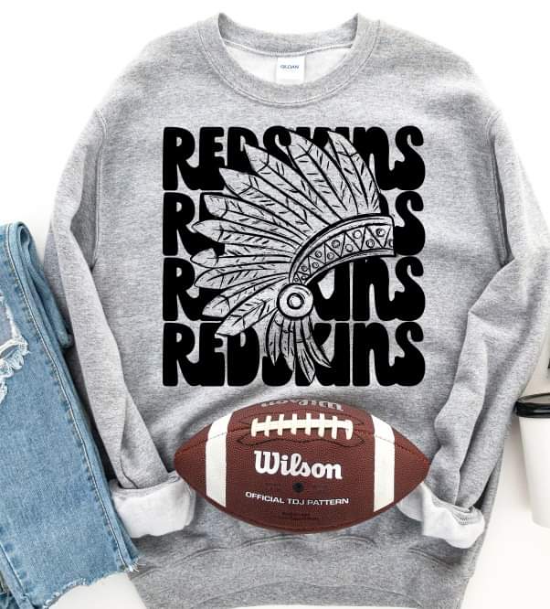 Red skins (4 stacks) stacked black mascot DTF TRANSFER