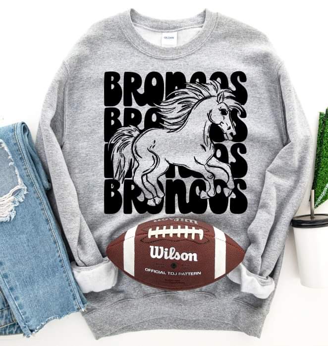 Broncos full horse (4 stacks) stacked black mascot DTF TRANSFER