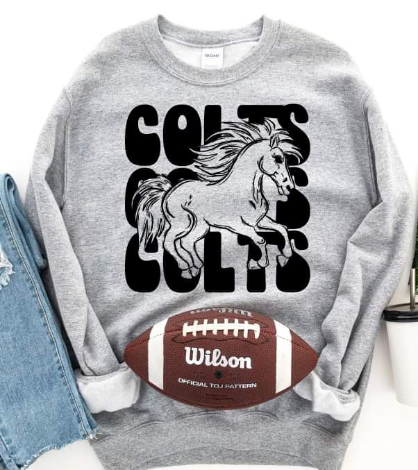 Colts (3 stacks) stacked black horse mascot DTF TRANSFER