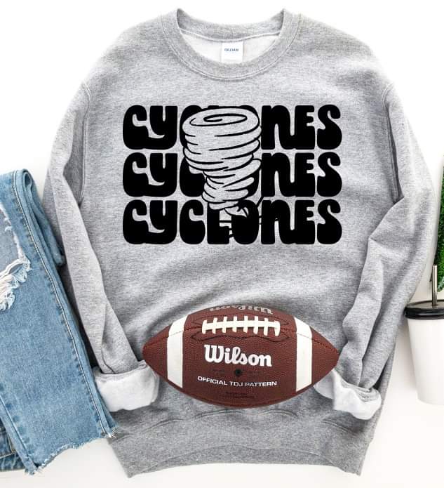 Cyclones (3 stacks) stacked black mascot DTF TRANSFER