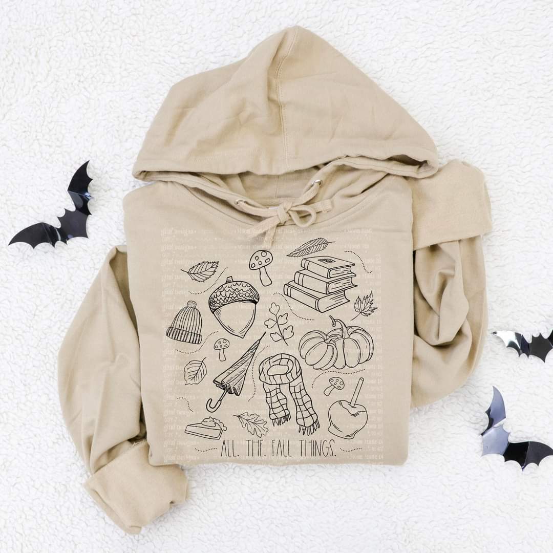 All the fall things doodles BLACK 467 DTF TRANSFER