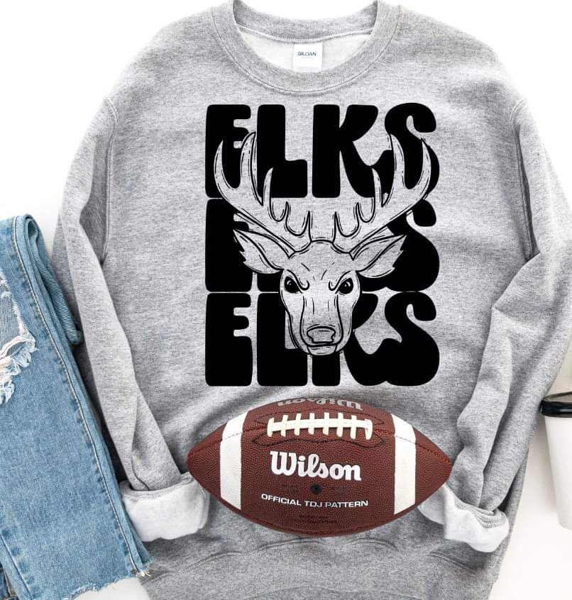 Elks (3 stacks) stacked black mascot DTF TRANSFER