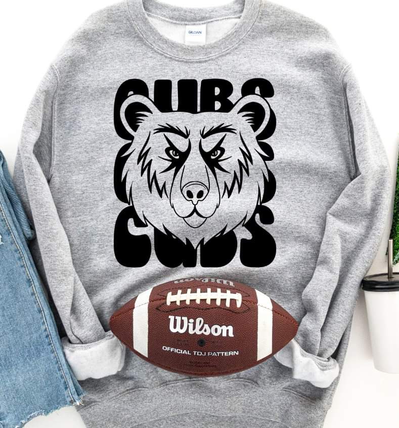 Cubs (3 stacks) stacked black mascot DTF TRANSFER