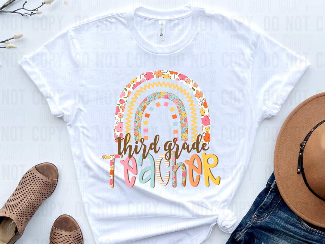 Third Grade teacher rainbow DTF TRANSFER