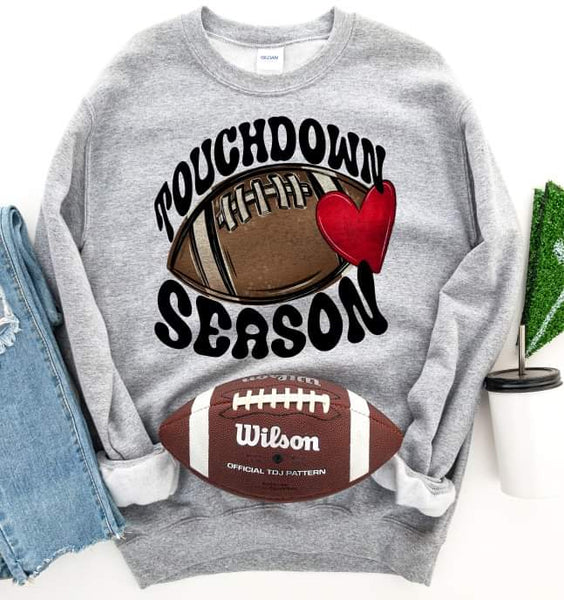 Touchdown season football with red heart DTF TRANSFER