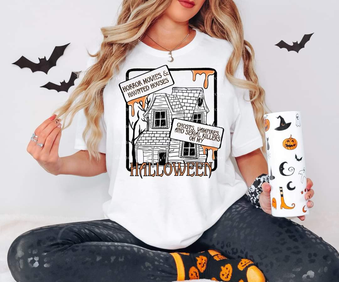 Horror movies and haunted houses BLACK DTF TRANSFER