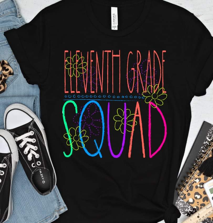 Eleventh grade squad florals bright colors DTF TRANSFER