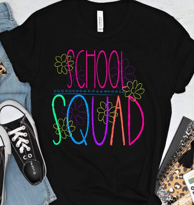 School squad florals bright colors DTF TRANSFER