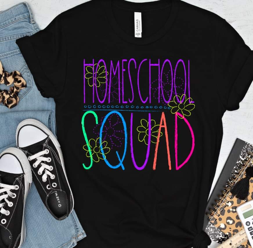 Homeschool squad florals bright colors DTF TRANSFER