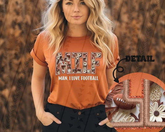 Milf man i love football embroidery DTF transfer