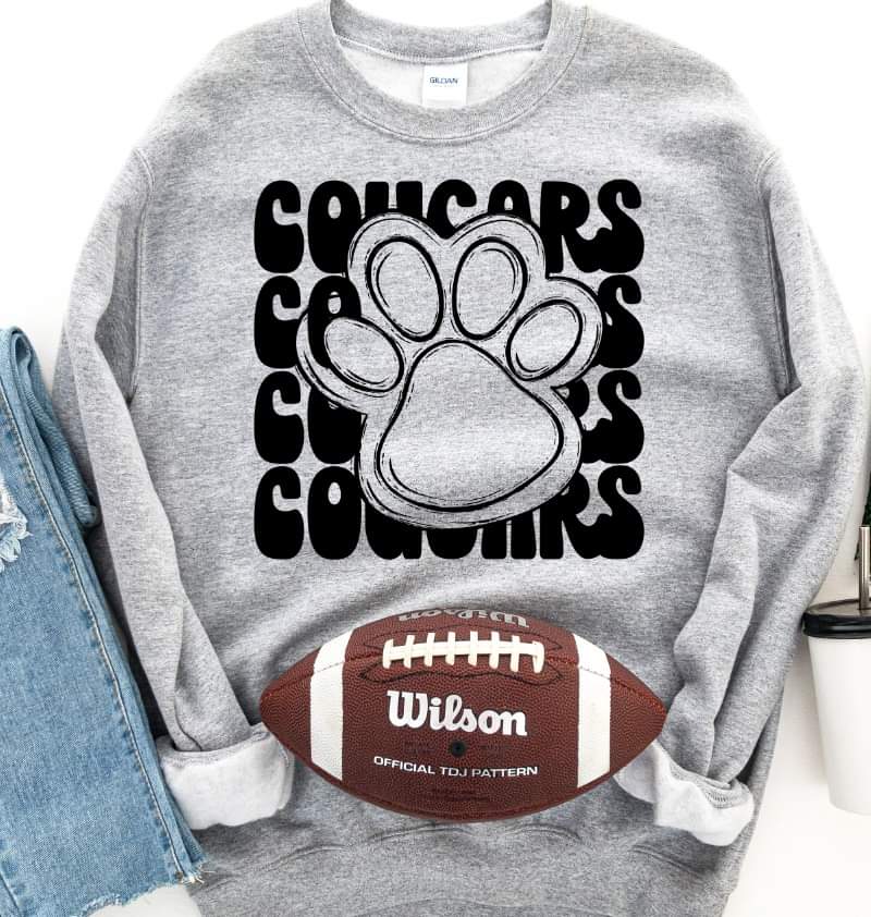 Cougars paw print (4) stacked black DTF TRANSFER