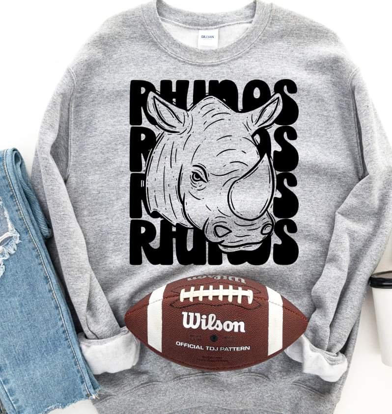 Rhinos (4) stacked black DTF TRANSFER