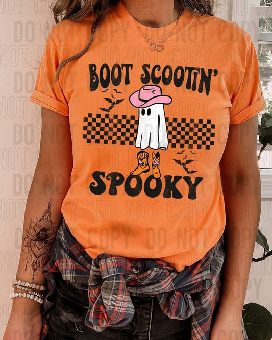 Boot scootin' spooky PINK hat ghost DTF transfer