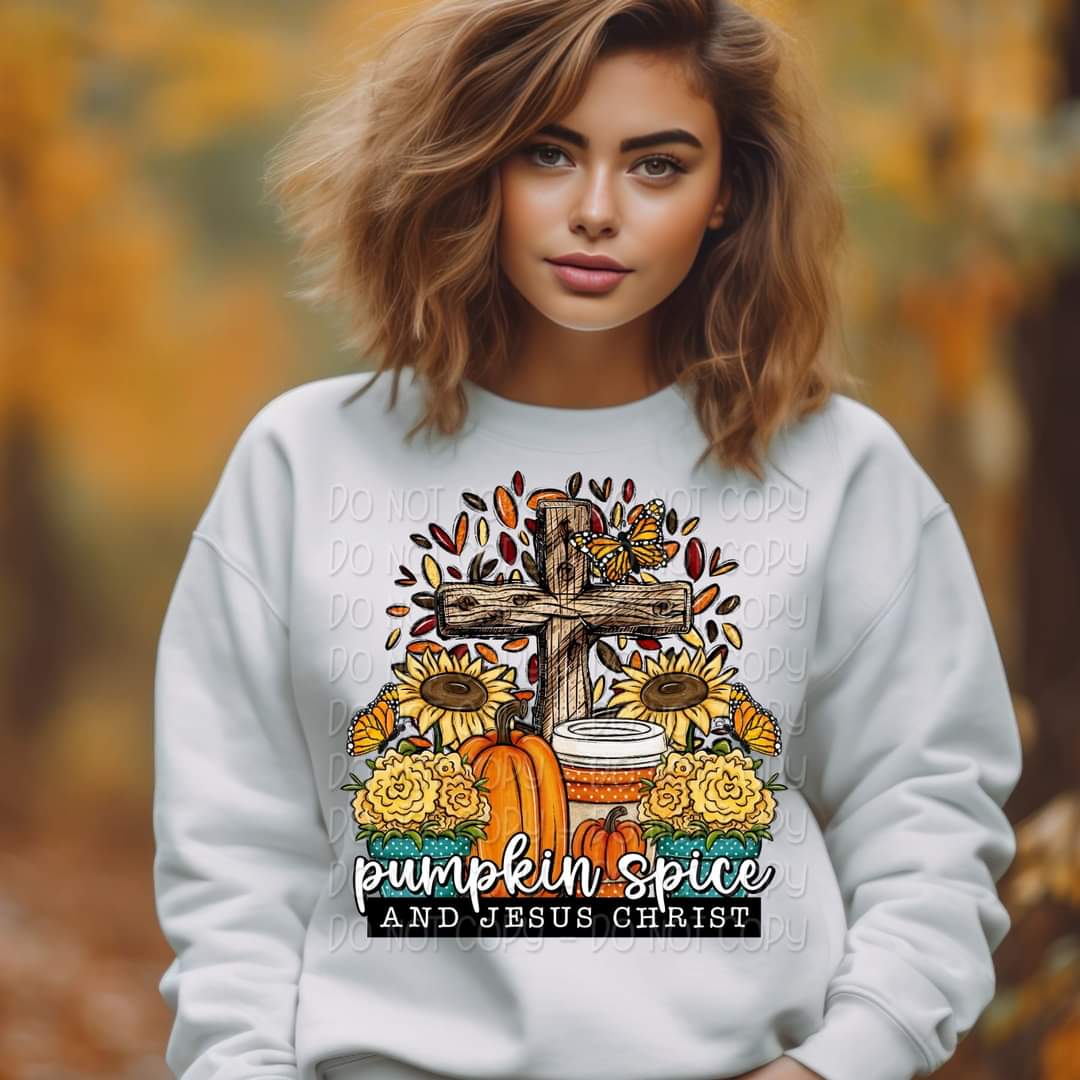 Pumpkin spice and Jesus Christ 111986 DTF TRANSFER