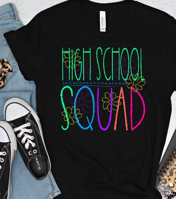 High school squad florals bright colors DTF TRANSFER