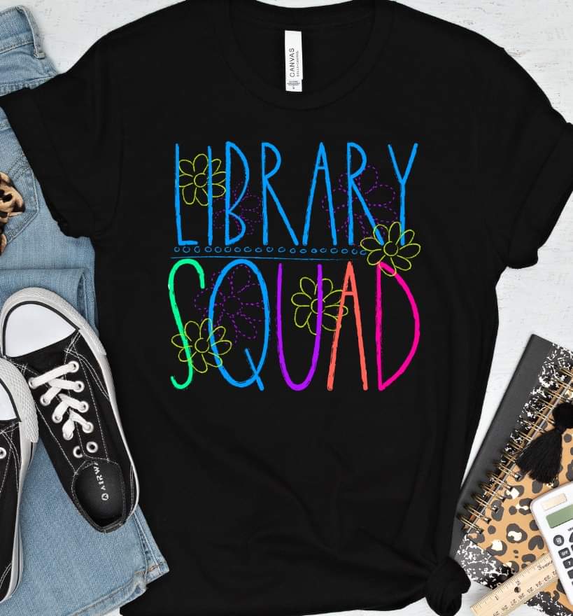 Library squad florals bright colors DTF TRANSFER
