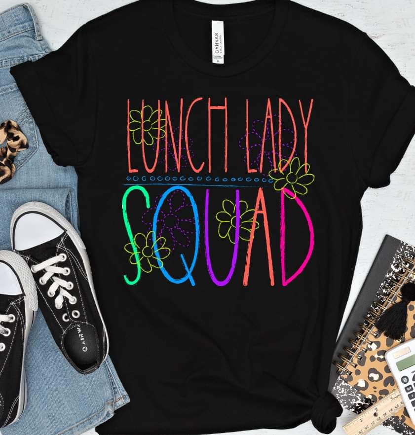 Lunch lady squad florals bright colors DTF TRANSFER