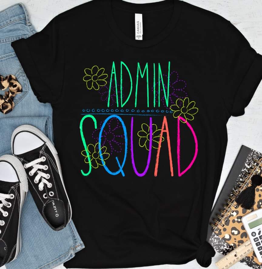 Admin squad florals bright colors DTF TRANSFER
