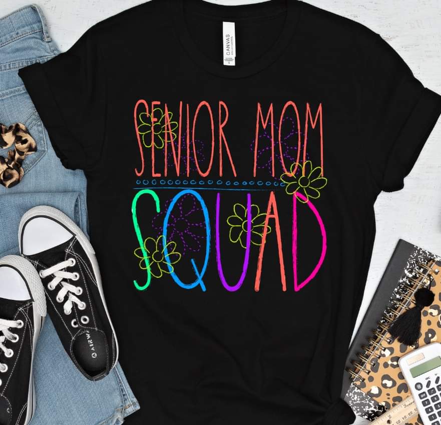 Senior mom squad florals bright colors DTF TRANSFER