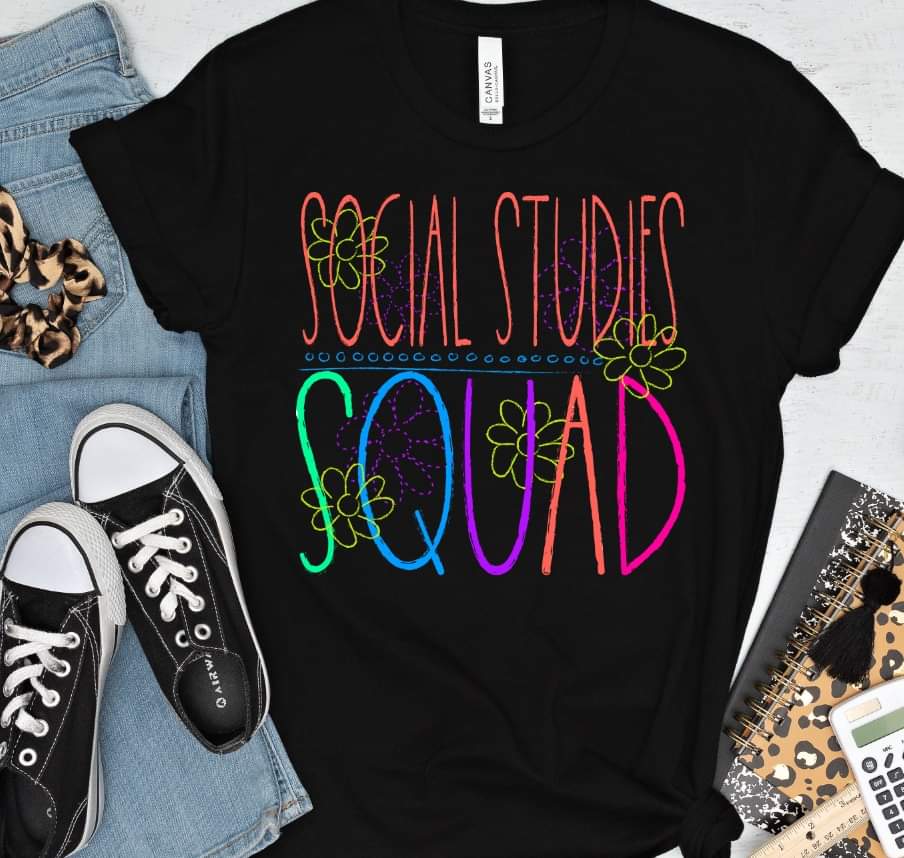 Social studies squad florals bright colors DTF TRANSFER