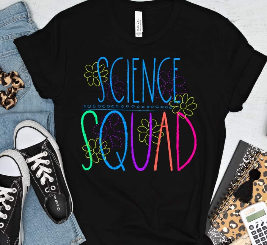 Science squad florals bright colors DTF TRANSFER