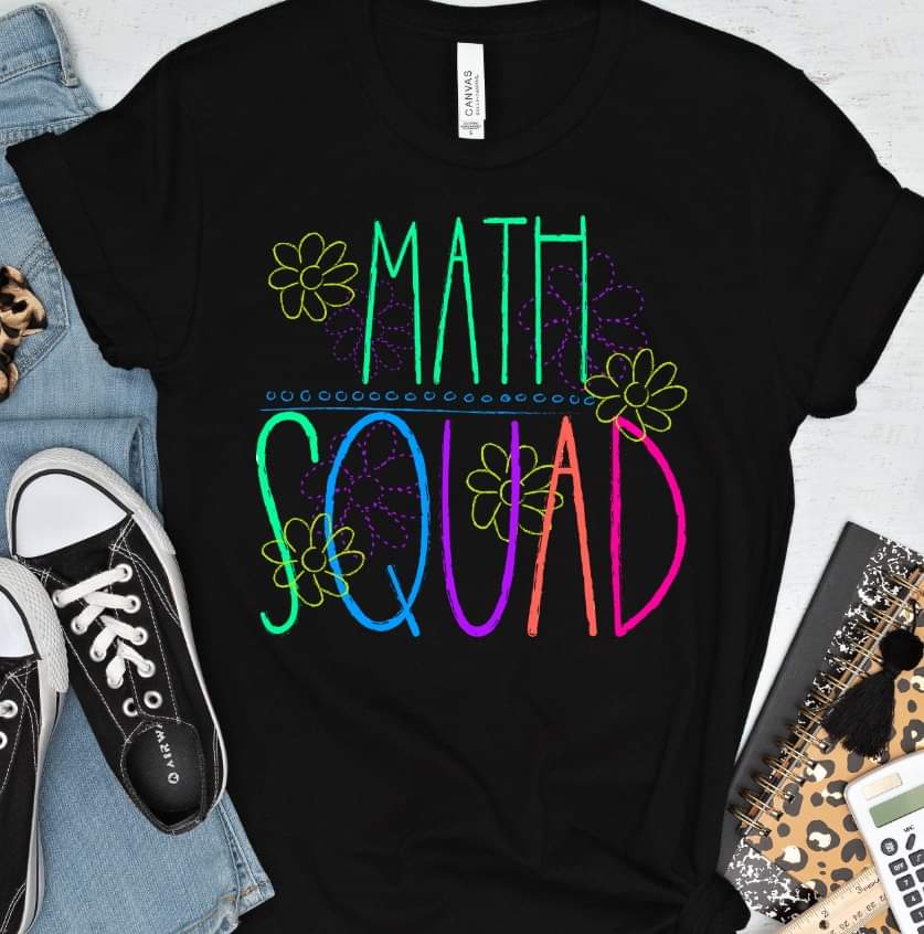 Math squad florals bright colors DTF TRANSFER