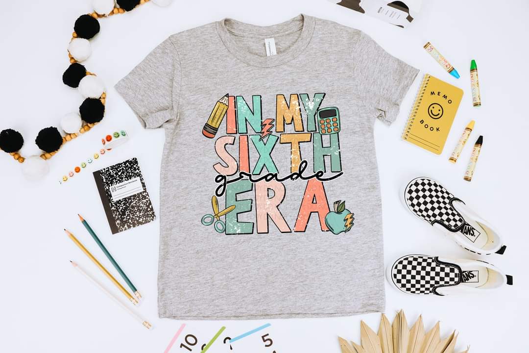 In my sixth grade era muted colors DTF TRANSFER