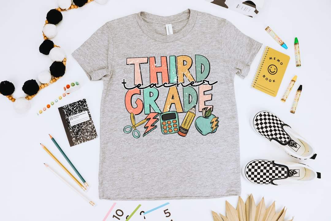 Third grade teacher muted colors DTF TRANSFER