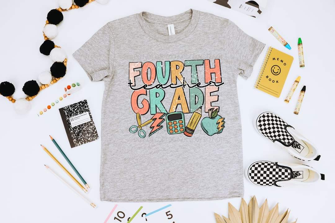 Fourth grade teacher muted colors 7513 DTF TRANSFER