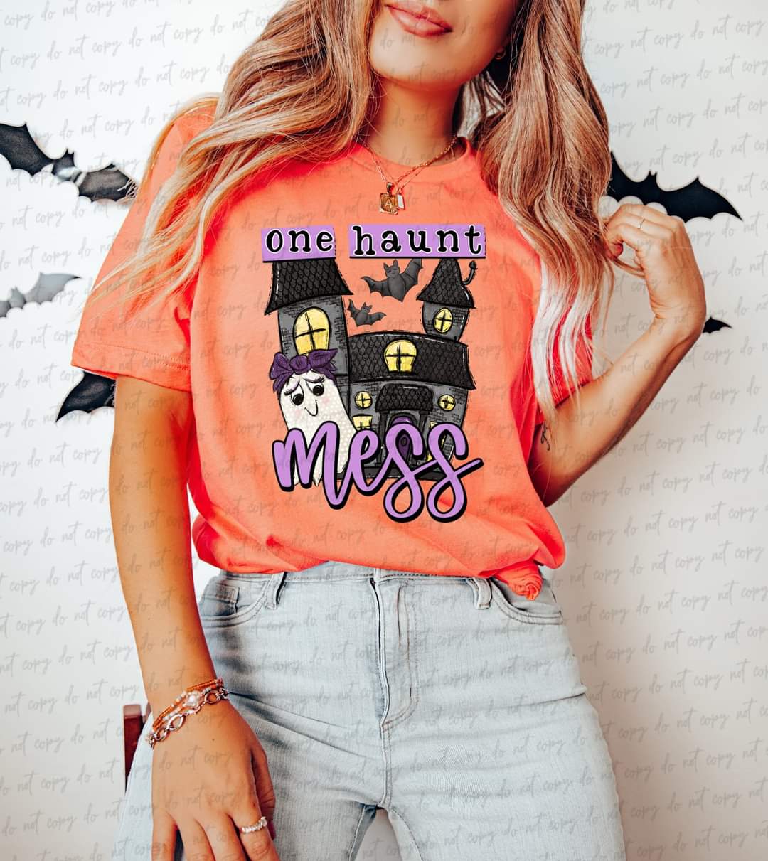 One haunt mess haunted house and ghost 450 DTF TRANSFER