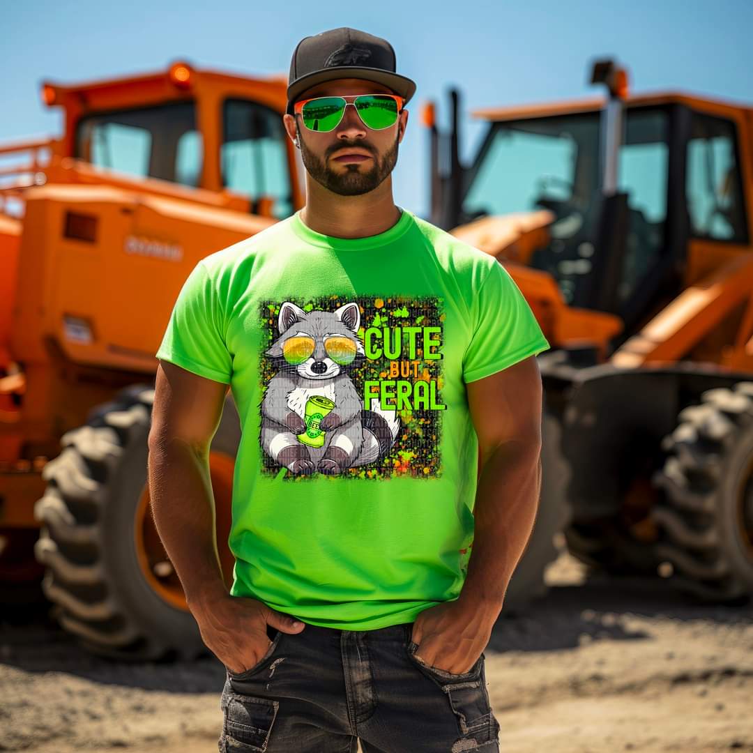 Cute but feral man beer can 525 DTF TRANSFER