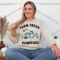 Farm fresh pumpkins teal truck 497 DTF TRANSFER