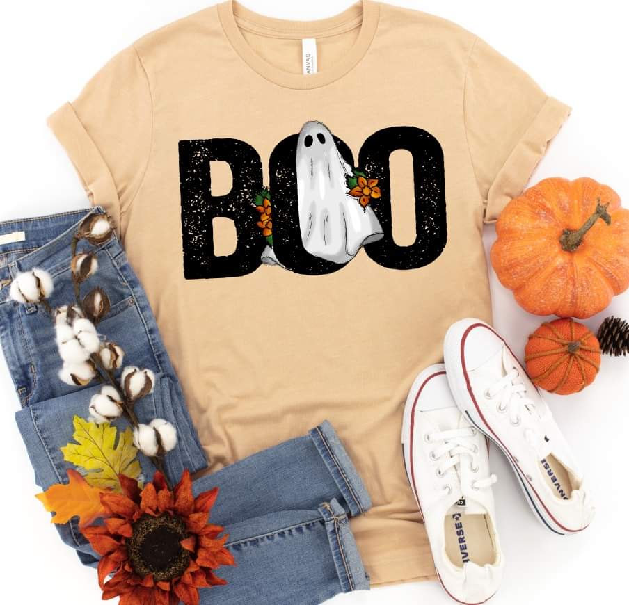 Boo with floral ghost in the O 2275 DTF Transfer