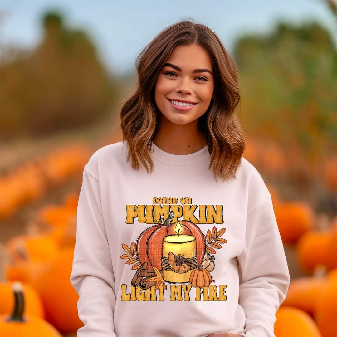 Come on pumpkin light my fire (pumpkin with candle) 2267 DTF Transfer
