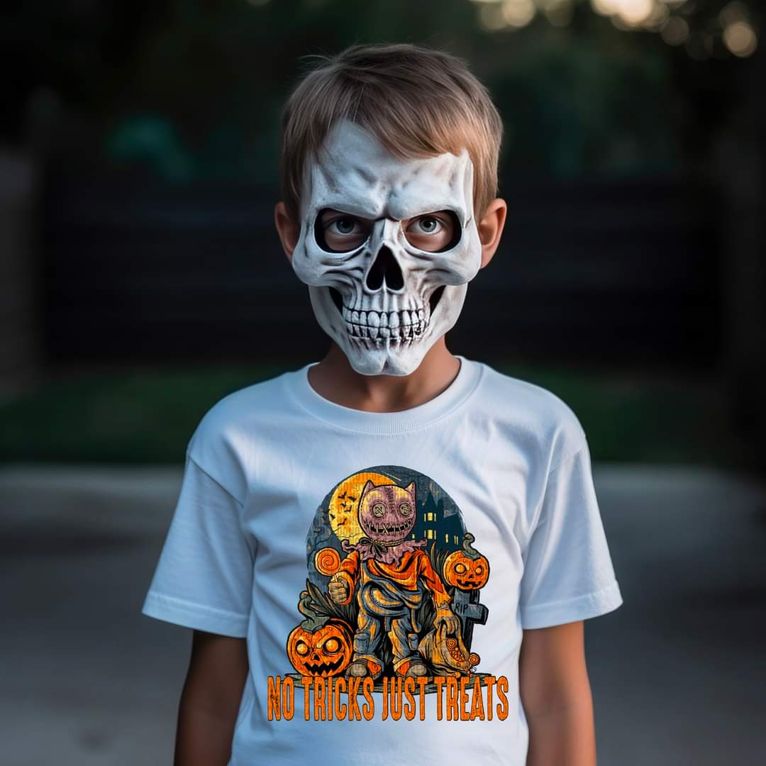 No tricks just treat (spooky thing with pumpkins) 2270 DTF Transfer