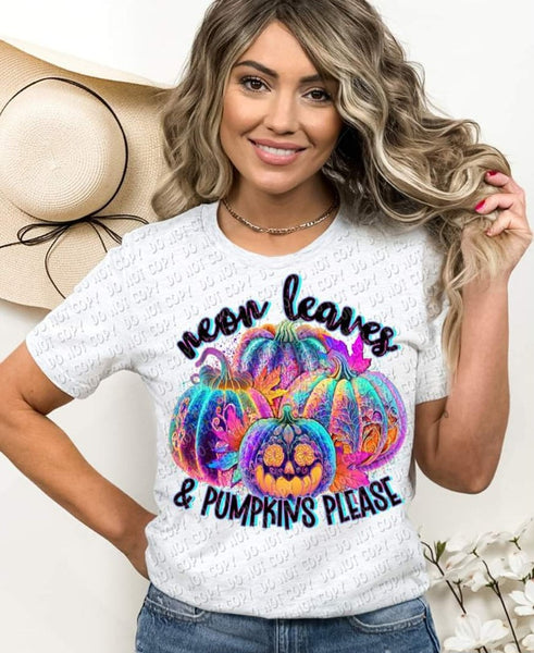 neon leaves & pumpkins please (neon pumpkins) 679 DTF TRANSFER