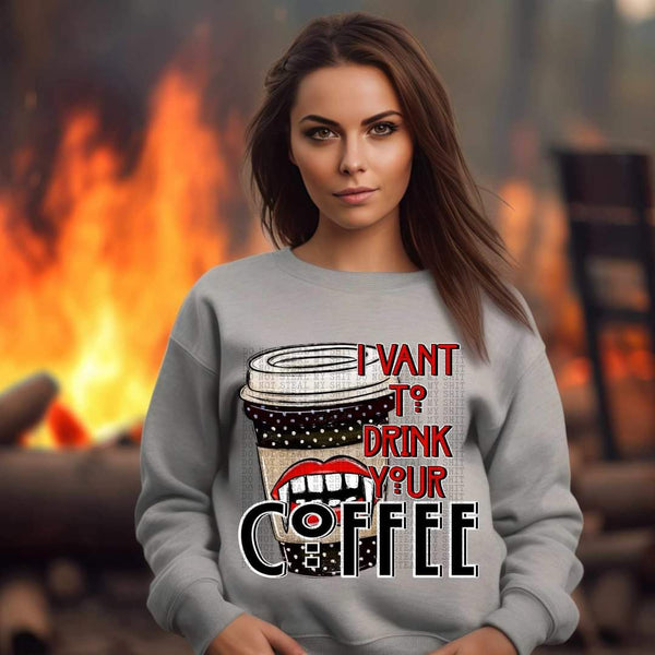 I want to drink your coffee (coffee cup with vampire mouth) DTF TRANSFER