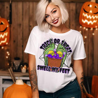 trick or treat smell my feet (green feet/bowl of candy) 688 DTF TRANSFER