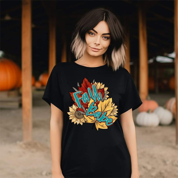 Fall babe leaves and sunflowers 641 DTF TRANSFER