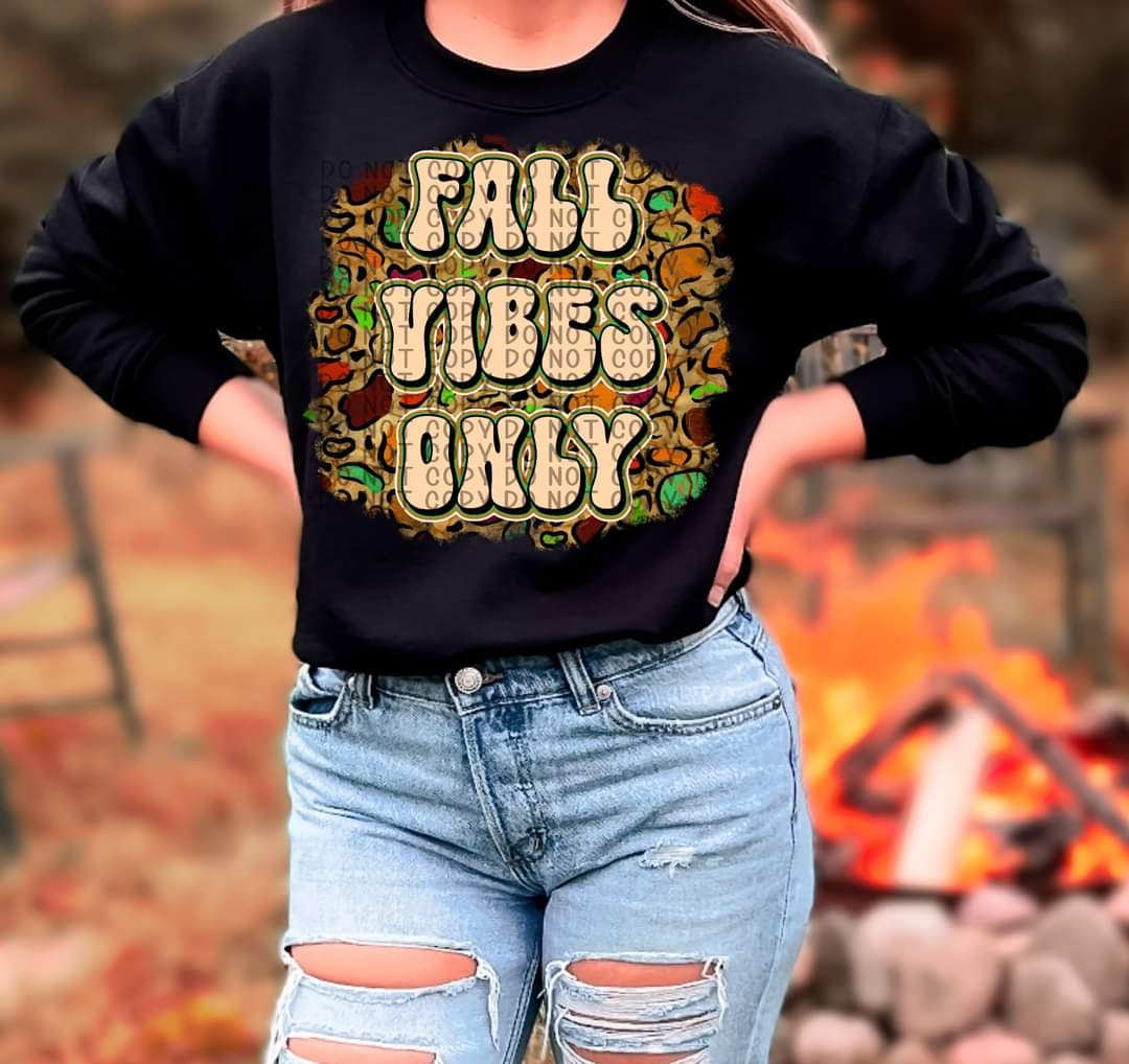 fall vibes only (leopard background) 673 DTF TRANSFER