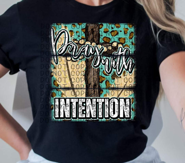 Pray with intention (cross/leopard square) 643 DTF TRANSFER