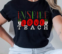 Inspire love teach (red, green, white with cactus) DTF TRANSFER