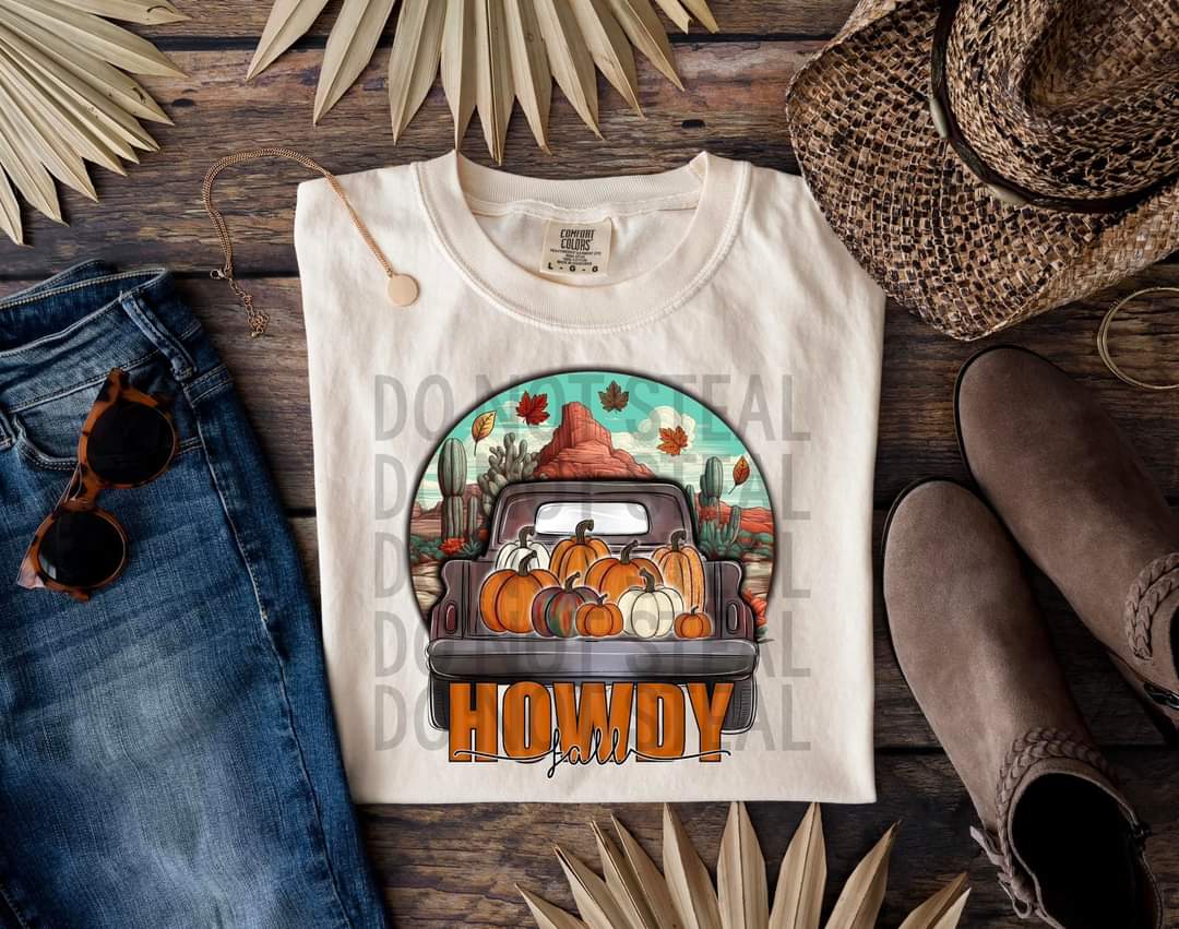 Howdy fall truck (western) 636 DTF TRANSFER